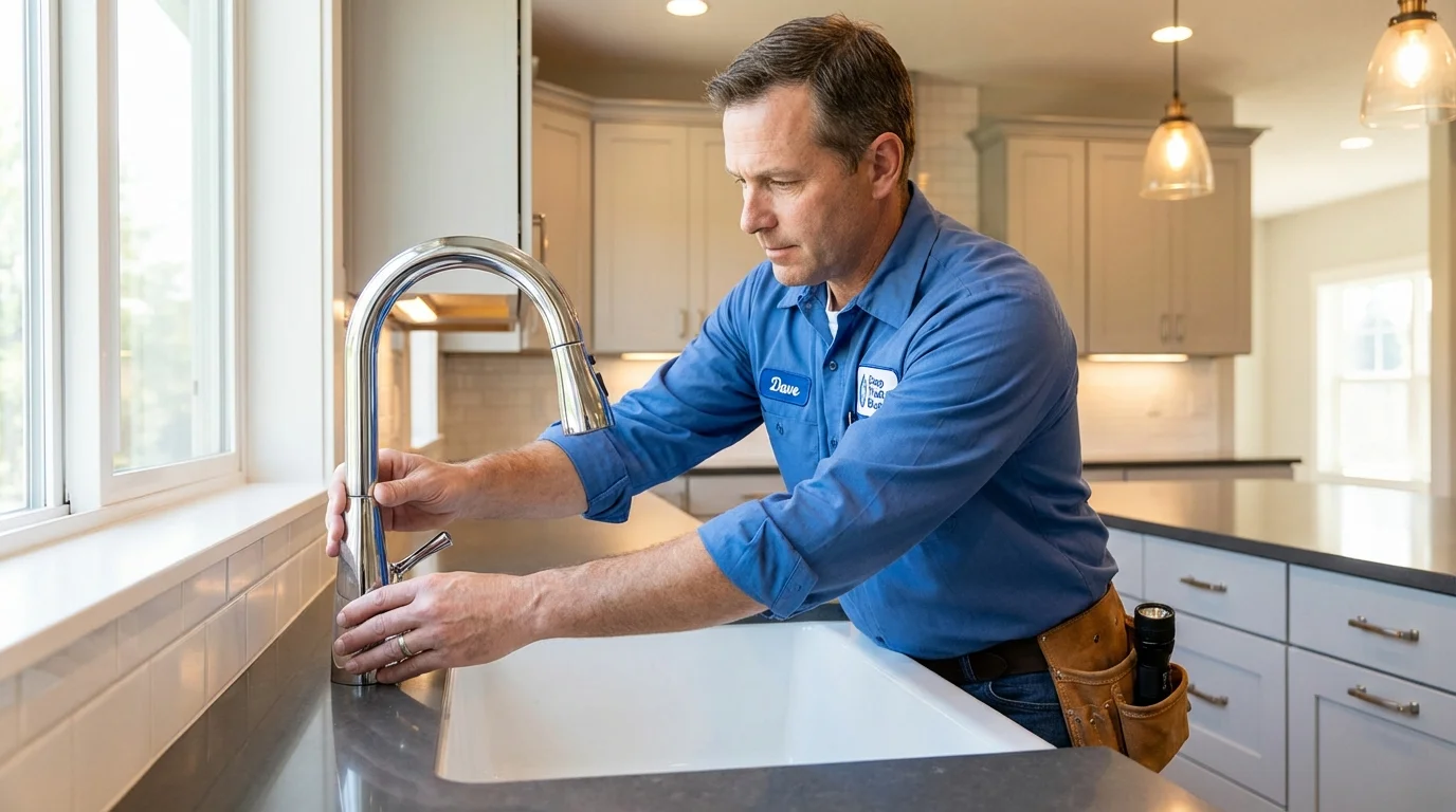 Kitchen faucet installation by Johns Plumbing LLC in Sangerville